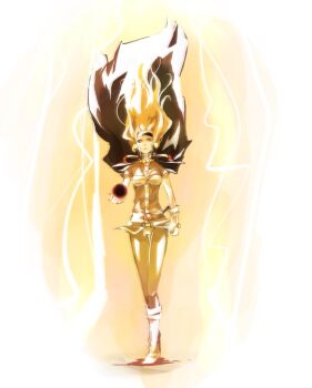 1girl aura bad_id bad_pixiv_id boots cape energy_ball female_focus knee_boots lina_inverse long_hair lord_of_nightmares possessed possession power slayers solo white_boots wind yuuki yuuki_(pit)