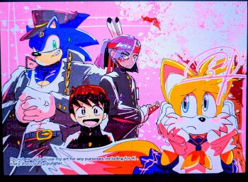 abs blush cherry_blossoms crossdressing dress metstli multiple_tails muscular official_art pectorals pungter sailor_dress sega shota smile sonic_(series) sonic_and_the_blade_of_courage sonic_the_hedgehog spring tail tails_(sonic) two_tails yuuta_(sonic)