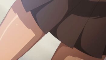 1girl animated animated_gif anime_screenshot dark-skinned_female dark_skin eri_(sei_yariman_gakuen_enkou_nikki) female_focus miniskirt panties pussy_juice removing_panties school_uniform shin_sei_yariman_gakuen_enkou_nikki skirt solo tagme tan tanned_body thighs underwear wet wet_clothes wet_panties white_panties