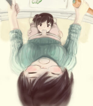 1futa 1girl age_difference borusen brown_hair carrot closed_eyes cooking fellatio food from_above futa_with_female futanari glasses holding incest kitchen knife loli looking_at_viewer mother_and_daughter oral panties panty_pull penis pubic_hair side_ponytail source_request standing uncensored underwear