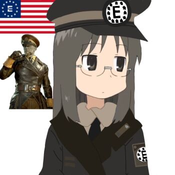 1girl enclave_(fallout) fallout fallout_(prime_video) glasses kingbuger messy_hair minakami_mai nichijou solo