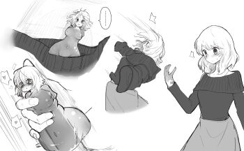 ... 1girl amputee artificial_vagina black_sweater blush closed_mouth colored_skin disembodied_hand groin heart kosica mini_person minigirl motion_lines navel objectification onahole_transformation partial_transformation penis quadruple_amputee see-through_body sequential sex_toy sex_toy_transformation short_hair size_difference skirt small_nipples speech_bubble spoken_heart sweat sweater transformation vaginal