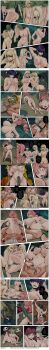 absurdres anal breasts cleavage comic creepy_smile cum dagger deflated double_penetration drill_hair english_text glasses goblin grabbing_another's_breast grabbing_own_breast green_penis groping high_heels highres holding_another's_hair knife landerbfly large_breasts lifeless long_image multiple_girls noblewoman nude original page_number penis_emerging_out_of_pussy possessed possession putting_on_skinsuit rape scar sex skinsuit transformation vaginal weapon
