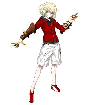 1boy 3d anime_coloring aqua_eyes black_hood black_hoodie blonde_hair blue_pupils bob_cut child closed_mouth collarbone drawstring evil_grin evil_smile full_body game_cg gauntlets grin hair_between_eyes highres hood hood_down hoodie jacket leg_up legs_apart long_sleeves male_focus mario_gallo_bestino melty_blood melty_blood:_type_lumina no_socks non-web_source official_art open_hand piano_machine_(type-moon) pocket red_footwear red_jacket short_hair shorts simple_background smile solo standing takeuchi_takashi teeth transparent_background tsukihime tsukihime_(remake) two-tone_footwear type-moon white_footwear white_shorts wire zipper