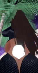 1girl 3d animal_ears animated anubis anubis_(mythology) arms_up ass ass_focus ass_shake black_hair bouncing_ass bouncing_breasts breasts dark-skinned_female dark_skin from_behind functionally_nude jackal_ears large_breasts long_hair long_sleeves looking_at_viewer looking_back maebari ponytail rabbit_ears rabbit_tail reverse_bunnysuit reverse_outfit standing stubbystubby tagme thick_thighs thighhighs thighs video vrchat