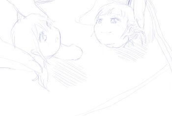 2girls borusen dickneck medium_hair mito_kumi monochrome multiple_girls pao_da_tong short_hair sketch what