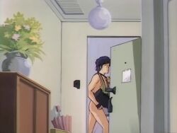 1980s_(style) 1girl amv animated anime_screenshot apartment ass audible_music audible_speech ball barefoot bath bathroom black_magic_m-66 blue_hair boots breasts camera chair cigarette cleavage commentary_request completely_nude computer computer_keyboard convenient_censoring crossed_legs desk green_eyes hard-translated headband hentai_music_video japanese_audio medium_breasts music music_video navel nude official_art oldschool open_door open_mouth opening_door pale_skin pencil purple_hair retro_artstyle running screen_light short_hair shower_curtain shower_head showering sideboob sitting solo sound standing subtitled suitcase sybel third-party_edit third-party_source towel towel_around_neck unworn_clothes video video_camera walking water_drop wet wet_hair writing