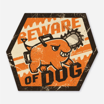artist_name black_border border chainsaw chainsaw_man dog english_text heroanthem merchandise_available orange_theme pochita_(chainsaw_man) pull_cord sharp_teeth solo teeth