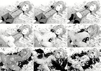 1girl absurdres after_anal after_fellatio after_rape after_vaginal aftersex anus bar_censor bird bone bottomless bulge censored corpse cum cum_in_eye cum_in_mouth cum_in_pussy cum_on_body cum_on_lower_body cum_on_upper_body cum_pool cumdrip death emaciated empty_eyes eye_socket flat_chest fly flies_for_smell ground guro hair_ornament highres hrsk_(kihyahya) huge_filesize layered_sleeves leaves loli long_sleeves lying maggot navel necrophilia nipples on_back on_ground open_mouth organs pussy rotting saliva shirt short_over_long_sleeves short_sleeves shorts skeleton solo_focus spread_legs stomach_bulge swollen tears time_lapse undressing undressing_another