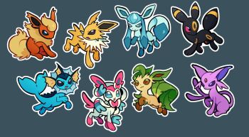:3 :d animal_focus animal_hands black_eyes black_fur blue_eyes blue_fur bow brown_eyes brown_fur eelgobbler espeon facial_mark fins fish_tail flareon forehead_jewel forehead_mark full_body gen_1_pokemon gen_2_pokemon gen_4_pokemon gen_6_pokemon glaceon green_fur grey_background head_fins jolteon leaf leafeon looking_at_another looking_at_viewer neck_fur nintendo no_humans open_mouth orange_fur pink_fur pokemon pokemon_(creature) purple_eyes purple_fur red_eyes ribbon sidelocks simple_background sitting smile spiked_tail standing sylveon tail umbreon vaporeon white_fur yellow_fur
