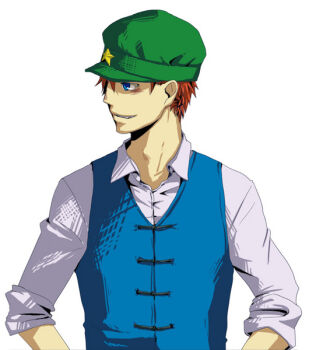 Rule 34 | 1boy, newsboy cap, gender request, genderswap, hat, hong meiling, if they mated, image sample, izayoi sakuya, kyouno, male focus, pixiv sample, resized, simple background, solo, touhou, upper body, white background