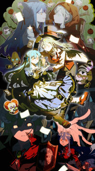 1088888888 :d :o ^_^ absurdres adapted_costume alice&#039;s_adventures_in_wonderland alice_(alice_in_wonderland) alice_(alice_in_wonderland)_(cosplay) amoris_(bang_dream!) animal_ears animalization apple apron ascot asymmetrical_gloves ave_mujica_(bang_dream!) back_bow bang_dream! bang_dream!_it&#039;s_mygo!!!!! belt big_bad_wolf big_bad_wolf_(cosplay) bird black_ascot black_background black_bow black_gloves black_hair black_rabbit_(animal) black_ribbon blonde_hair blue_dress blue_eyes blue_hair boots bow braid brooch brown_boots brown_hair buttons card cat character_request cheshire_cat_(alice_in_wonderland) cheshire_cat_(alice_in_wonderland)_(cosplay) chibi chibi_inset chihaya_anon chinese_commentary cloak closed_eyes closed_mouth collared_jacket colored_eyelashes commentary_request copyright_request cosplay cosplay_request crescent crychic_(bang_dream!) curled_horns dog doloris_(bang_dream!) dress dwarf eye_contact face-to-face falling_paper fang floating floating_clothes floating_hair food frilled_dress frilled_shirt_collar frilled_sleeves frills fruit gears gloves glowing glowing_eyes green_bow green_hair grey_hair grey_hat grey_outline hair_between_eyes hair_bow hair_ornament hairclip half_up_braid hands_up hat headpiece heart highres holding holding_food holding_fruit holding_pickaxe holding_shield holding_sword holding_unworn_clothes holding_unworn_hat holding_weapon hood hood_up hooded_cloak horns jacket jewelry kaname_raana kemonomimi_mode lace-up_boots little_red_riding_hood_(fairy_tale) little_red_riding_hood_(fairy_tale_character) little_red_riding_hood_(fairy_tale_character)_(cosplay) long_dress long_hair long_sidelocks long_sleeves looking_at_another looking_at_object mad_hatter_(alice_in_wonderland) mad_hatter_(alice_in_wonderland)_(cosplay) mary_janes mask mismatched_gloves misumi_uika monkey mortis_(bang_dream!) mortis_(persona)_(bang_dream!) mouth_mask multiple_views mygo!!!!!_(bang_dream!) nagasaki_soyo neck_ribbon oblivionis_(bang_dream!) open_hands open_mouth orange_eyes outline paper parted_lips pickaxe pink_eyes pink_hair plume pointy_ears purple_cat purple_eyes queen_of_hearts_(alice_in_wonderland) queen_of_hearts_(alice_in_wonderland)_(cosplay) red_bow red_cloak red_eyes red_ribbon red_sash red_shirt red_shoes red_vest ribbon sash second-party_source shield shiina_taki shirt shoes shorts shoulder_belt sidelocks sideways_mouth smile snow_white&#039;s_dwarf_(fairy_tale_character) snow_white&#039;s_dwarf_(fairy_tale_character)_(cosplay) snow_white_(fairy_tale) snow_white_(fairy_tale_character) snow_white_(fairy_tale_character)_(cosplay) socks sparkle sword takamatsu_tomori timoris_(bang_dream!) togawa_sakiko top_hat tree unworn_hat unworn_headwear very_long_hair vest waistcoat wakaba_mutsumi weapon white_gloves white_socks wolf_ears wolf_paws yahata_umiri yellow_apron yellow_ascot yellow_eyes yellow_gloves yellow_jacket yellow_shorts yuutenji_nyamu