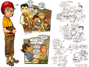 3girls 5_(peanuts) 5boys american_football_(object) american_football_helmet ball black_hair blonde_hair brown_hair charlie_brown commentary dubu274611 english_commentary freckles helmet highres linus_van_pelt lucy_van_pelt multiple_boys multiple_girls peanuts_(comic) peppermint_patty sally_brown shermy_(peanuts) shirt short_hair thibault_(peanuts) yellow_shirt