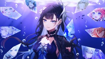 3boys 6+girls absurdres aglaea_(honkai:_star_rail) air_bubble anaxa_(honkai:_star_rail) black_gloves black_hair breasts bubble castorice_(honkai:_star_rail) cerydra_(honkai:_star_rail) cipher_(honkai:_star_rail) colored_inner_hair earrings gloves hair_ornament highres honkai:_star_rail honkai_(series) hyacine_(honkai:_star_rail) hysilens_(honkai:_star_rail) jewelry large_breasts long_sleeves multicolored_hair multiple_boys multiple_girls mydei_(honkai:_star_rail) parted_lips phainon_(honkai:_star_rail) pochimaru_(marumaru_wanwan) second-party_source smile tribbie_(honkai:_star_rail) underwater upper_body