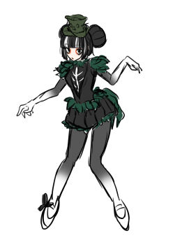 1girl absurdres aoiyuuna_811 black_hair bow character_request disneyland dress gloves halloween_costume hat highres long_hair long_sleeves looking_at_viewer makeup orange_eyes simple_background smile solo