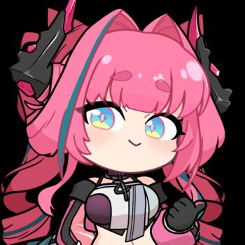 >_o 1girl :q acomu414 animated animated_gif arknights arknights:_endfield black_gloves black_horns blue_eyes blue_hair breasts chibi closed_mouth commentary_request dragon_girl dragon_horns drill_hair gloves hair_intakes horns jacket korean_commentary large_breasts midriff multicolored_hair multicolored_horns navel one_eye_closed pink_gloves pink_hair pink_horns pink_jacket simple_background solo streaked_hair thick_eyebrows thumbs_up tongue tongue_out transparent_background twin_drills twintails two-sided_gloves two-tone_hair two-tone_horns upper_body yvonne_(arknights)