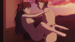 Rule 34 | 1boy, 1girl, ahegao, animated, artist name, barefoot, black hair, black ribbon, blue eyes, blurry, blurry background, bouncing breasts, breasts, clitoris, completely nude, emiya shirou, fate/stay night, fate (series), feet, hair ribbon, hetero, lifting person, long hair, looking at viewer, miss mauve (voice actor), navel, nipples, nude, open mouth, outdoors, paid reward available, penis, pov, pussy, ribbon, rolling eyes, sex, shiina ecchi, sound, standing, standing sex, stomach, suspended congress, tagme, thighs, toes, tohsaka rin, tongue, tongue out, twitter username, two side up, uncensored, vaginal, video