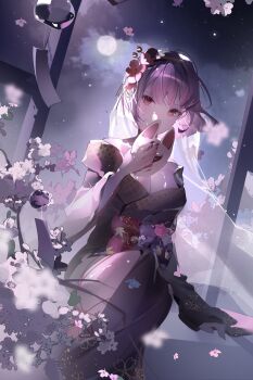 Rule 34 | 1girl, black kimono, breasts, closed mouth, commentary, flower, fox mask, hair flower, hair ornament, highres, holding, holding mask, hololive, hololive english, japanese clothes, kimono, large breasts, looking at viewer, mask, medium hair, meyimai, mori calliope, mori calliope (new year), official alternate costume, pink eyes, pink hair, red flower, solo, virtual youtuber