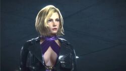 3d animated blonde_hair blue_eyes breasts cleavage dress bad_tag high_heels medium_breasts namco nina_williams purple_dress screencap tagme tekken tekken_8 video video_game