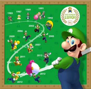00s 1980s_(style) 1990s_(style) 3d animal_costume anniversary ass blonde_hair blooper_(mario) bob-omb boo_(mario) bullet_bill character_name coin crossed_arms crown dress evolution facial_hair hat holding_hands long_hair looking_at_viewer looking_back luigi luigi's_mansion luigi's_mansion_dark_moon mario_(series) mario_bros. mushroom mustache new_super_mario_bros. new_super_mario_bros._2 new_super_mario_bros._u new_super_mario_bros._wii nintendo official_art oldschool overalls pink_dress poltergust_3000 poltergust_5000 princess princess_peach retro_artstyle scared short_hair smile super_mario_3d_land super_mario_64 super_mario_bros._1 super_mario_bros._2 super_mario_bros._3 super_mario_galaxy super_mario_world the_year_of_luigi timeline toad_(mario) yoshi
