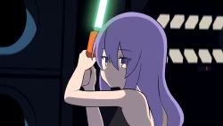 Rule 34 | 3girls, animated, audible music, audible speech, blue hair, don-chan (usada pekora), energy sword, green lightsaber, hololive, hololive english, hololive indonesia, hong hongcha, laughing, lightsaber, moona hoshinova, multicolored eyes, multicolored hair, multiple girls, orange hair, parody, purple eyes, purple hair, rabbit girl, red eyes, red lightsaber, sitting, sound, star (sky), star wars, star wars: return of the jedi, subangelion, sword, takanashi kiara, usada pekora, usada pekora (1st costume), video, virtual youtuber, weapon