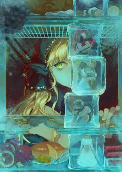 3boys 3girls animal_ears barefoot black_hair blonde_hair boots cat_ears cat_girl cat_tail chilchuck_tims coin dungeon_meshi facial_hair falin_touden falin_touden_(chimera) feathers food frozen fruit gold_coin grapes green_eyes helmet highres ice ice_cube laios_touden lime_(fruit) long_hair marcille_donato marcille_donato_(lord) monster_girl multiple_boys multiple_girls mustache pumpkin red_pupils refrigerator sandals senshi_(dungeon_meshi) tail taur toaot topless_female very_long_hair white_feathers