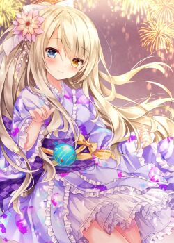 Rule 34 | 1girl, blonde hair, blue eyes, brown hair, commentary, hair between eyes, heterochromia, long hair between eyes, luca (nogi takayoshi), nogi takayoshi, non-web source, original