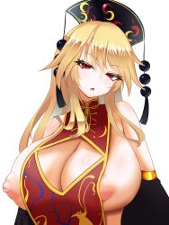Rule 34 | blonde hair, breasts, junko (touhou), large breasts, nipples, red eyes, solo, touhou