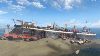 fallout fallout_4 highres sand ship shore tagme watercraft