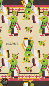 alternate_color animal_focus beak bird evolutionary_line gen_2_pokemon highres meme_(sleepsheep) natu nintendo no_humans on_head pokemon pokemon_(creature) pokemon_focus pokemon_on_head shiny_pokemon talons wings xatu