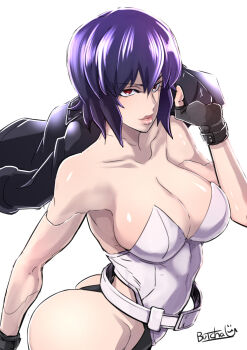 breasts butcha-u ghost_in_the_shell ghost_in_the_shell:_stand_alone_complex highres kusanagi_motoko large_breasts purple_hair