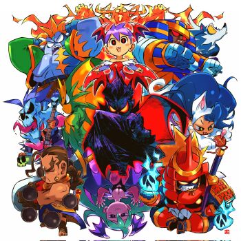 Rule 34 | 2023, 3girls, 6+boys, alien, anakaris, andrewcockroach, animal ears, animal print, armor, bat print, bat wings, beads, big hair, bishamon (darkstalkers), blue hair, blue skin, blush stickers, breasts, brown hair, capcom, cape, cat ears, cat girl, cat tail, chibi, claws, cleavage, colored skin, commentary, crossed arms, dark skin, darkstalkers, demitri maximoff, demon girl, dhampir, donovan baine, electric guitar, elemental (creature), english commentary, everyone, fangs, felicia (darkstalkers), fire, fire elemental, fish boy, frankenstein's monster, green hair, green skin, grin, guitar, head wings, helmet, highres, holding, holding weapon, instrument, japanese armor, jewelry, jon talbain, katana, leotard, lilith (darkstalkers), long hair, looking at viewer, lord raptor, morrigan aensland, multiple boys, multiple girls, mummy, open mouth, pantyhose, ponytail, prayer beads, purple hair, pyron, red eyes, red leotard, rikuo (darkstalkers), samurai, short hair, shoulder armor, silhouette, smile, souls, sword, tail, teeth, tongue, tongue out, upside-down, vampire, victor von gerdenheim, weapon, werewolf, wings, yellow eyes, zombie