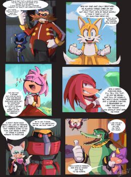 2girls 6+boys amy_rose animal_ears arthropod_boy bat_girl bee_boy charmy_bee closed_eyes commentary copium_v crocodile_boy crossed_arms dr._eggman e-123_omega english_commentary english_text espio_the_chameleon facial_hair fox_boy fox_ears fox_tail furry furry_female furry_male gloves gold_necklace headphones hedgehog_girl highres horns jewelry knuckles_the_echidna master_emerald metal_sonic multiple_boys multiple_girls mustache necklace one_eye_closed robot rouge_the_bat sharp_teeth signature single_horn sonic_(series) sparkle sparkling_eyes tail tails_(sonic) teeth vector_the_crocodile white_gloves
