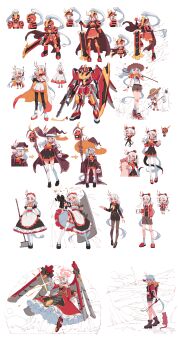 1girl absurdres animal armor bright_pupils bug butterfly_net commentary concept_art cup drinking english_commentary full_armor gun hand_net hat helmet highres holding holding_animal holding_butterfly_net holding_cup holding_gun holding_shield holding_sword holding_weapon incredibly_absurdres long_hair mage_staff maid multiple_views orange_eyes otter potion redot-chan redot_(game_engine) rune_(dualhart) shield simple_background sprite_sheet staff sword transparent_background very_long_hair weapon white_hair white_pupils wizard_hat