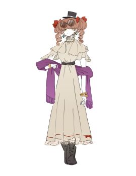 1girl black_boots boots bow full_body hair_bow hat highres looking_at_viewer orange_eyes orange_hair short_twintails solo top_hat touhou twintails white_background yorigami_jo&#039;on zenritsu