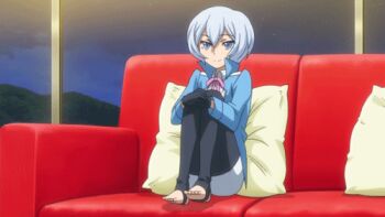 10s 1girl animated animated_gif blue_eyes blue_hair feet female_focus gundam gundam_build_fighters gundam_build_fighters_try kijima_shia lowres matching_hair/eyes no_shoes solo toeless_legwear toes