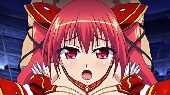 10s 1girl 2017 animated animated_gif armor armored_gloves bent_over blush bouncing_breasts breasts implied_sex large_breasts leg_armor liguceun_the_barbarian marshtal_(harem_colosseum) nipples open_mouth poro rape red_eyes red_hair tagme tensei_kendo_no_harem_colosseum thighhighs twintails warrior