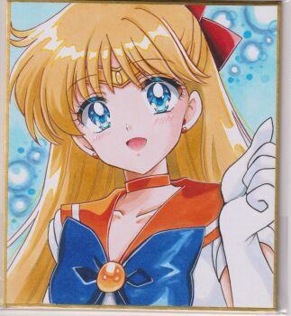 1990s_(style) 1girl adult_swim aino_minako bishoujo_senshi_sailor_moon bishoujo_senshi_sailor_moon_r bishoujo_senshi_sailor_moon_r:_the_movie bishoujo_senshi_sailor_moon_s bishoujo_senshi_sailor_moon_s_the_movie:_kaguya-hime_no_koibito bishoujo_senshi_sailor_moon_supers bishoujo_senshi_sailor_moon_supers_the_movie:_sailor_9_senshi_shuuketsu!_black_dream_hole_no_kiseki blonde_hair blue_eyes chikoto chikoto_(kztc4472) highres marker_(medium) retro_artstyle sailor_senshi_uniform sailor_venus tiara toei_company toonami traditional_media viz_media