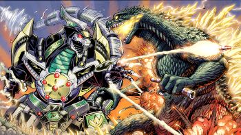 battle claws crossover destruction dinosaur dragon_caesar dragonzord drill energy epic explosion fangs fighting finger_missile fire giant giant_monster glowing glowing_eyes glowing_spikes godzilla godzilla_(series) highres horns kaiju kyouryuu_sentai_zyuranger machine matt_frank mecha mighty_morphin_power_rangers missile monster no_humans non-web_source open_mouth outdoors power_rangers red_eyes robot saban_entertainment science_fiction tokusatsu sharp_teeth single_horn spikes super_sentai tail teeth toei_company toho weapon