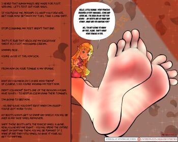 1girl absurdres caption domination dominatrix feet feet_above_head feet_out_of_frame feet_together femdom foot_focus foot_worship gts highres nintendo princess_zelda smell smelling smelling_feet smelly. soles sweat sweatdrop the_legend_of_zelda
