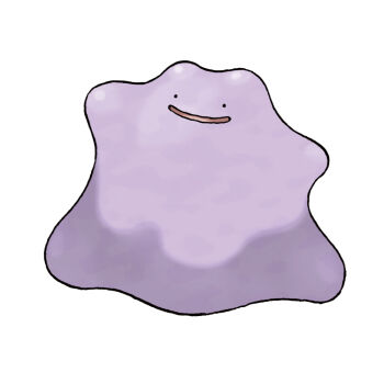 ._. blob ditto full_body gen_1_pokemon nintendo no_humans official_art open_mouth pokemon pokemon_(creature) pokemon_focus pokemon_frlg simple_background smile solo sugimori_ken third-party_source white_background
