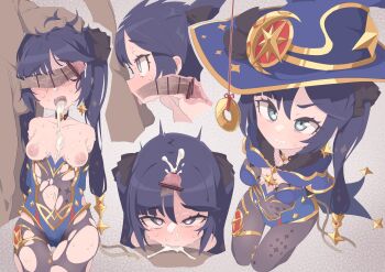 1boy 1girl absurdres bar_censor black_pantyhose breasts censored choker clothed_female_nude_male cum cum_in_mouth deepthroat disembodied_penis drooling fellatio from_side genshin_impact hat heart heart-shaped_pupils hetero highres hrgm hypnosis jewelry leotard looking_at_viewer mind_control mona_(genshin_impact) nipples nude oral pantyhose pendant penis penis_on_face penis_over_eyes pov sequential small_breasts symbol-shaped_pupils testicles thigh_gap torn_clothes torn_legwear twintails witch_hat x-ray