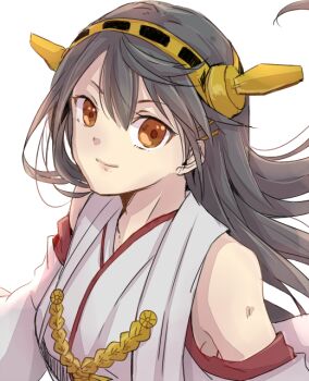 Rule 34 | 10s, 1girl, bad id, bad pixiv id, bare shoulders, black hair, detached sleeves, female focus, hairband, haruna (kancolle), hiki-wota, japanese clothes, kantai collection, long hair, personification, sketch, smile, solo