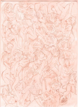 6+girls 69 :d anilingus breast_sucking breasts cellphone covered_erect_nipples cunnilingus dildo double_dildo everyone fingering flat_chest grabbing_another's_breast groping group_sex highres large_breasts licking long_hair monochrome multiple_girls nipples non-web_source nude one_eye_closed open_mouth oral orgy phone pubic_hair pussy pussy_juice saliva sex sex_toy shared_object_insertion short_hair sketch smile spread_pussy tears tribadism vibrator wink yuri