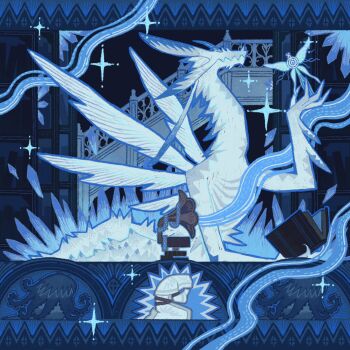 1girl blue_background blue_theme book bug butterfly cleric crystal dark_souls_(series) dark_souls_i dragon highres holding holding_book insect la_bo_chu_shi library moonlight_butterfly_(dark_souls) pisaca_(dark_souls) praying robe seath_the_scaleless tapestry wings