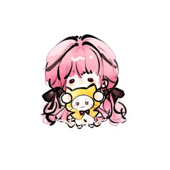 Rule 34 | 1girl, :3, absurdly long hair, animal, bare shoulders, black bow, black ribbon, bow, bowtie, brown eyes, cat, chibi, chinese commentary, cloak, closed mouth, clothed animal, commentary request, covered mouth, ear covers, expressionless, fengmi youzi hua, frilled skirt, frills, hair bow, hair ribbon, highres, holding, holding animal, holding cat, hood, hood up, hooded cloak, infinity nikki, light blush, light particles, long hair, long skirt, long sleeves, low twintails, momo (nikki), navel, nikki (nikki), nikki (series), perfect start (infinity nikki), pink hair, pink skirt, pleated skirt, red bow, red bowtie, ribbon, shirt, simple background, skirt, smile, solid oval eyes, standing, traditional bowtie, tress ribbon, twintails, very long hair, whiskers, white background, white cat, white shirt, yellow cloak