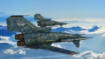 3d afterburner aircraft airplane black_panther camouflage canards cloud commentary drone energy_cannon english_commentary fighter_jet flying gun highres juan_gimenez_(style) machine_gun military_vehicle panther panther_drone photo_background realistic robot roundel science_fiction the_fourth_power user_ksaj8535 weapon