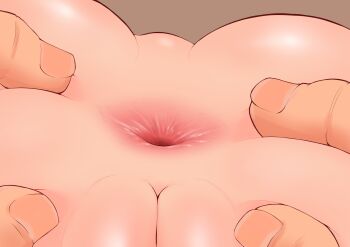 1boy 1girl aab age_difference anus anus_only ass ass_focus brown_background grabbing_another&#039;s_ass groping hetero highres legs loli lower_body original pussy simple_background spread_ass thighs uncensored