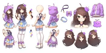 1girl animal_hood blob blouse bow brown_eyes brown_hair centi_(nimu) choker dress footwear_bow frilled_thigh_strap glitchrod gradient_clothes gradient_dress hair_bow hair_ornament hood indie_virtual_youtuber long_hair multiple_expressions nimu_(vtuber) nimu_(vtuber)_(3rd_costume) off_shoulder official_art pinafore_dress reference_sheet shirt sleeveless sleeveless_dress star_(symbol) star_hair_ornament thigh_strap thighhighs virtual_youtuber wavy_hair white_shirt white_thighhighs