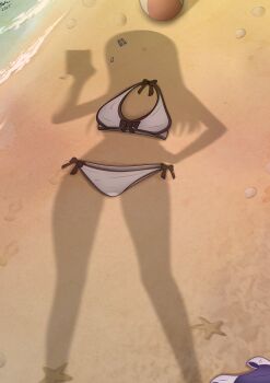 1girl absurdres beach bikini dressed_shadow_(meme) earclip hair_ornament hand_on_own_hip highres holding holding_phone ijiranaide_nagatoro-san implied_nudity kaschmatz long_hair meme nagatoro_hayase phone sand shadow silhouette standing swimsuit tagme unworn_bikini unworn_bikini_bottom unworn_bikini_top unworn_clothes water